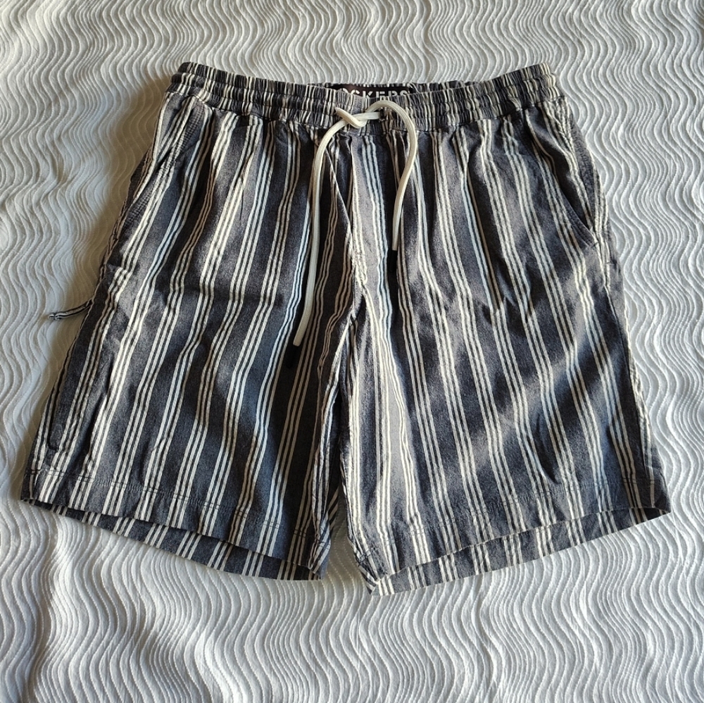 Dockers Alpha Khaki Supreme Flex Shorts Mens Medium Stripe Yacht Nautical Preppy